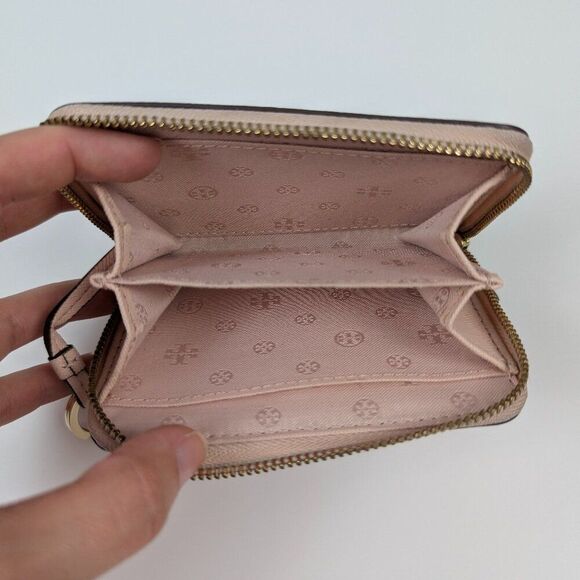 Tory Burch | Blush Pink Saffiano Leather Zip Around Wallet with Keychain - Picture 5 of 7